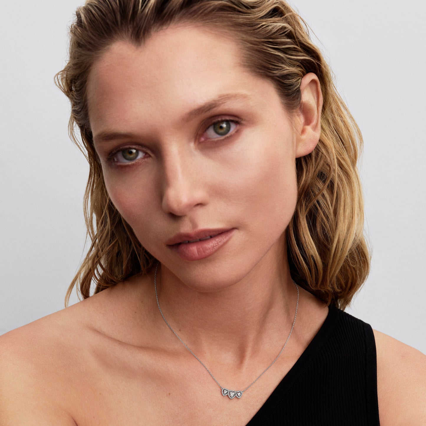 Halo Heart Trilogy Collier Necklace Premium Fashion Jewelry Gift Collection