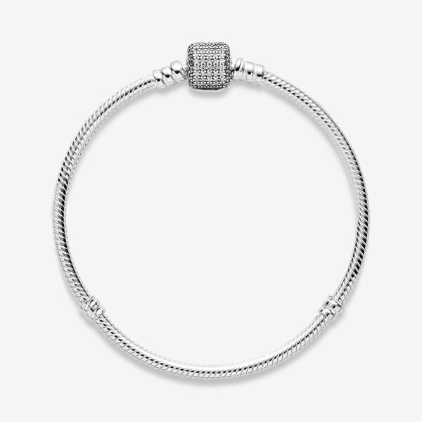 Pandora Moments Sparkling Pavé Clasp Snake Chain Bracelet Premium Fashion Jewelry Gift Collection