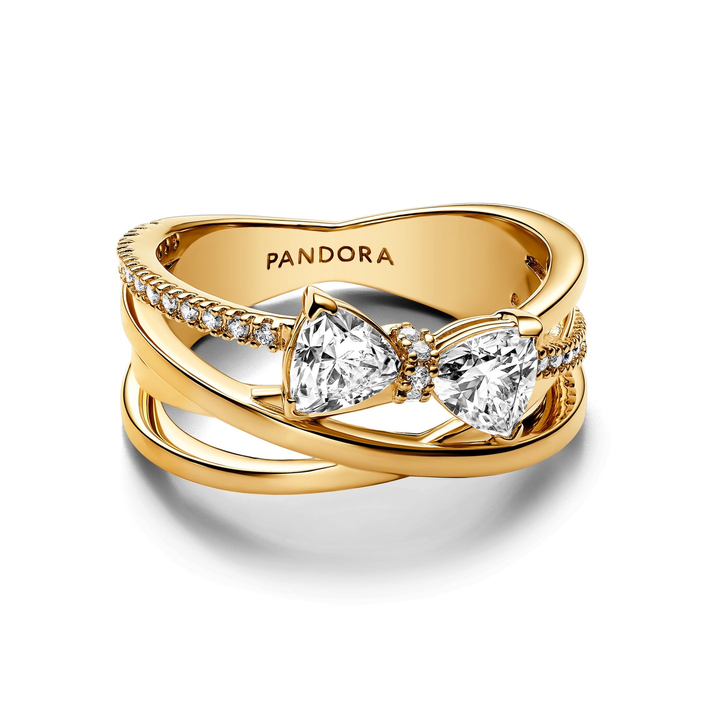 Sparkling Bow & Crossover Band Ring Popular Style Premium Collection