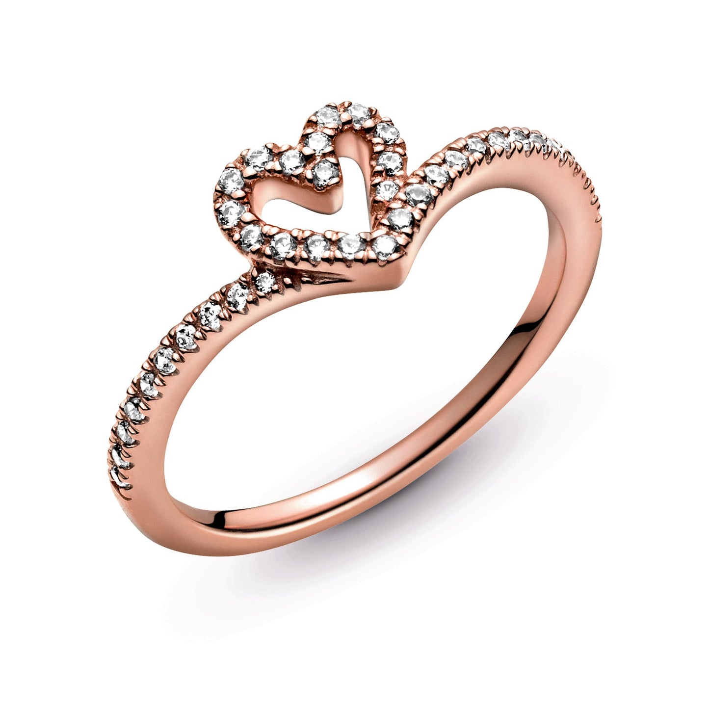 Sparkling Wishbone Heart Ring Popular Style Premium Collection
