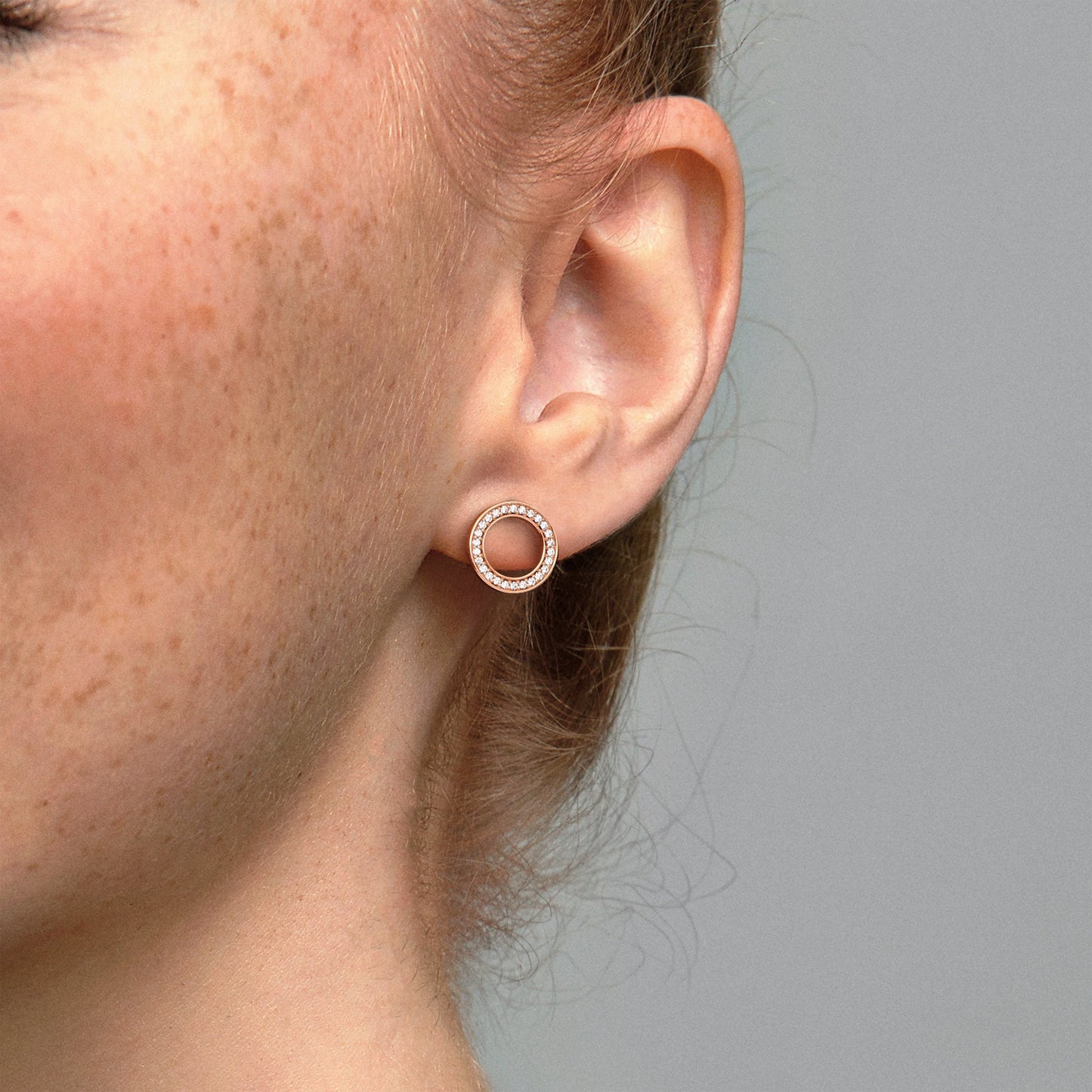 Sparkling Circle Stud Earrings Popular Style Premium Collection