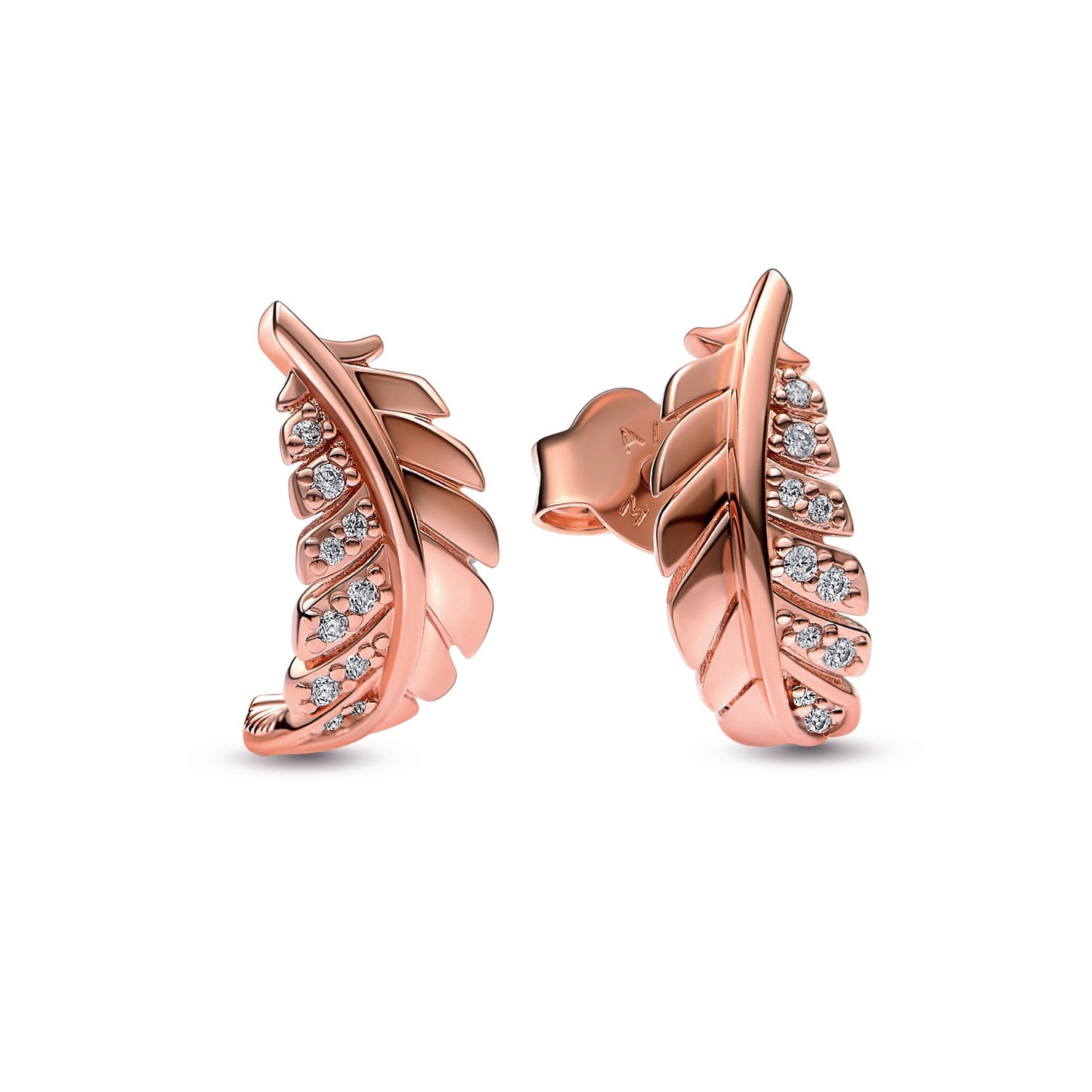 Floating Curved Feather Stud Earrings Popular Style Premium Collection