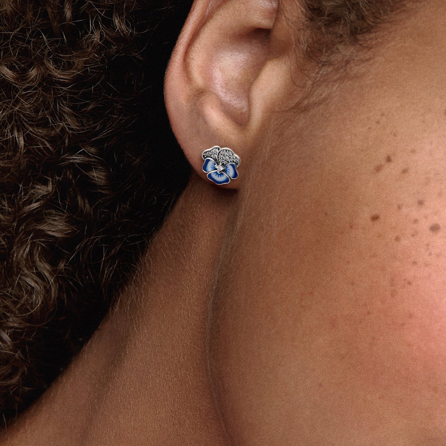 Blue Pansy Flower Stud Earrings Popular Style Premium Collection