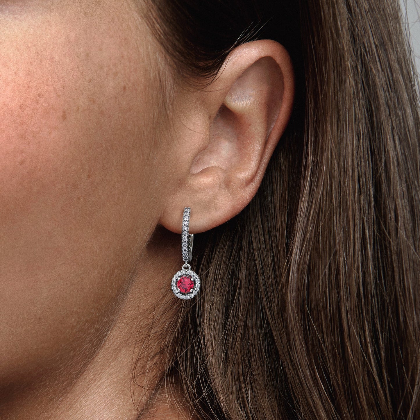 Red Round Sparkling Hoop Earrings Popular Style Premium Collection