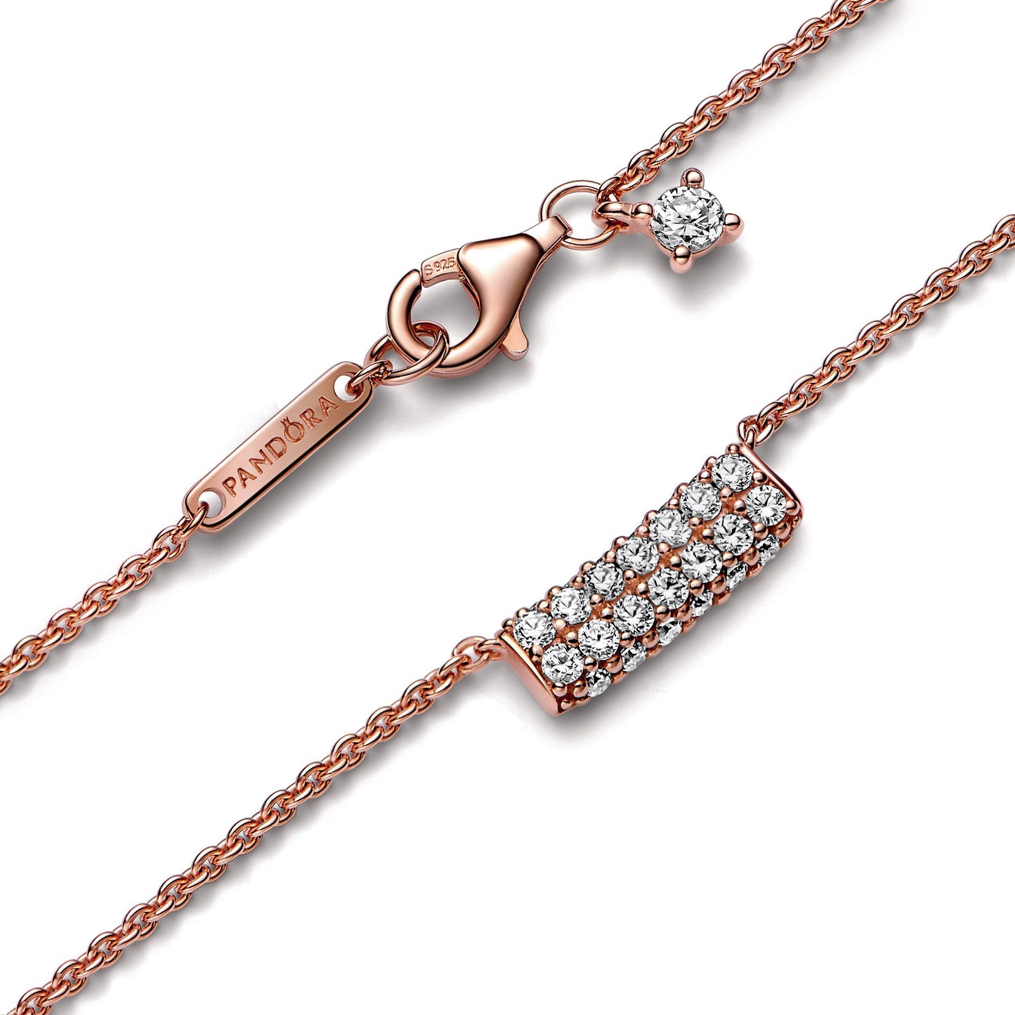 Pandora Timeless Pavé Double-row Bar Collier Necklace Premium Fashion Jewelry Gift Collection