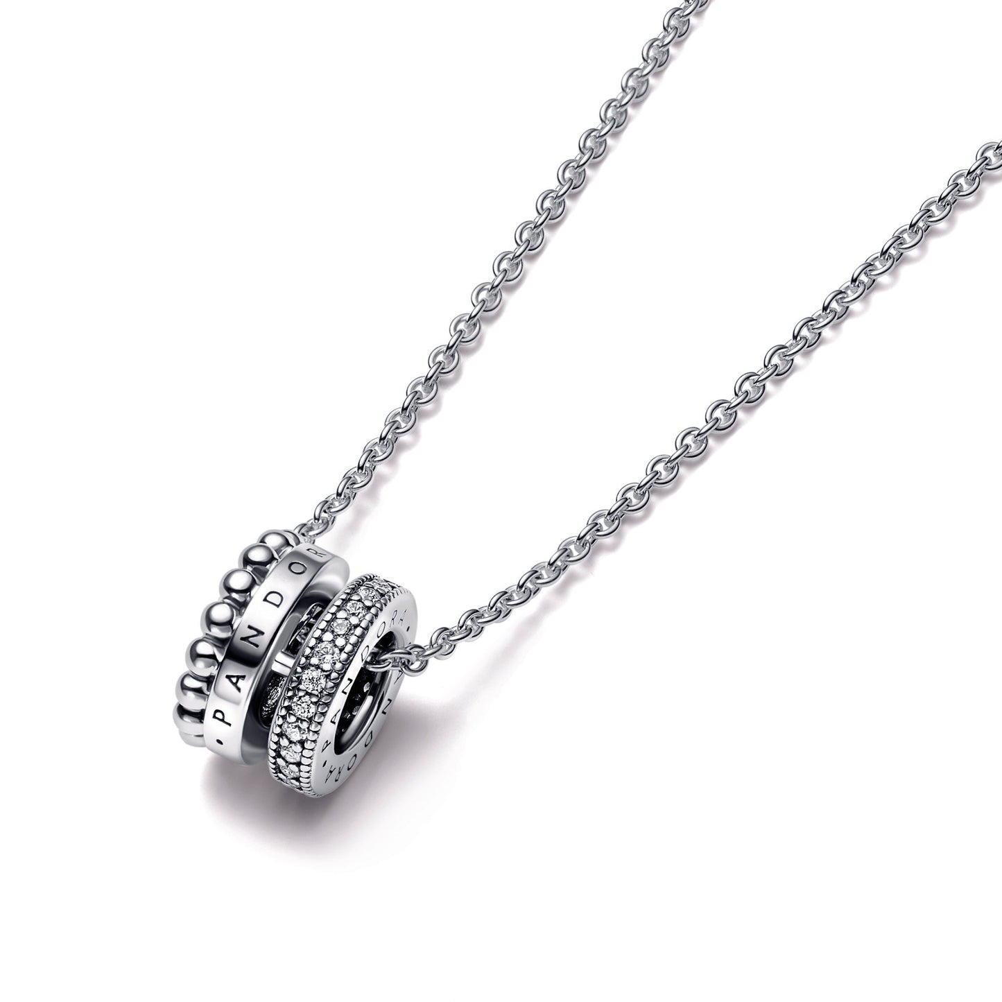 Pandora Signature Logo Pavé & Beads Pendant & Necklace Premium Fashion Jewelry Gift Collection
