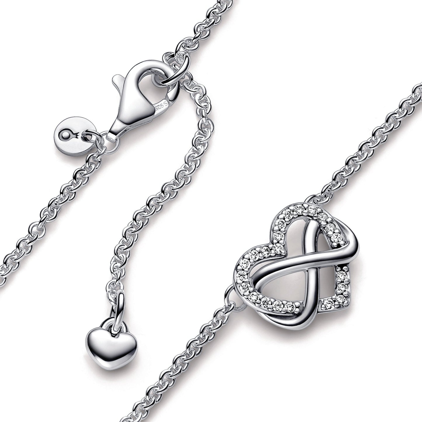Sparkling Infinity Heart Collier Necklace Premium Fashion Jewelry Gift Collection