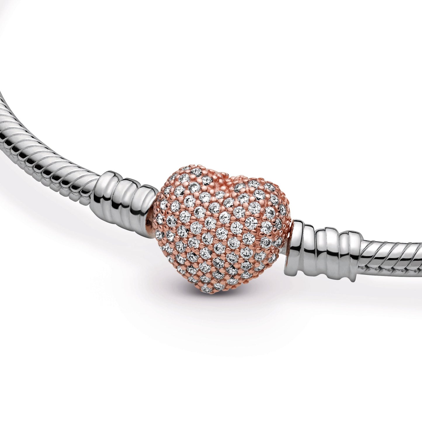 Pandora Moments Pavé Heart Clasp Snake Chain Bracelet Premium Fashion Jewelry Gift Collection