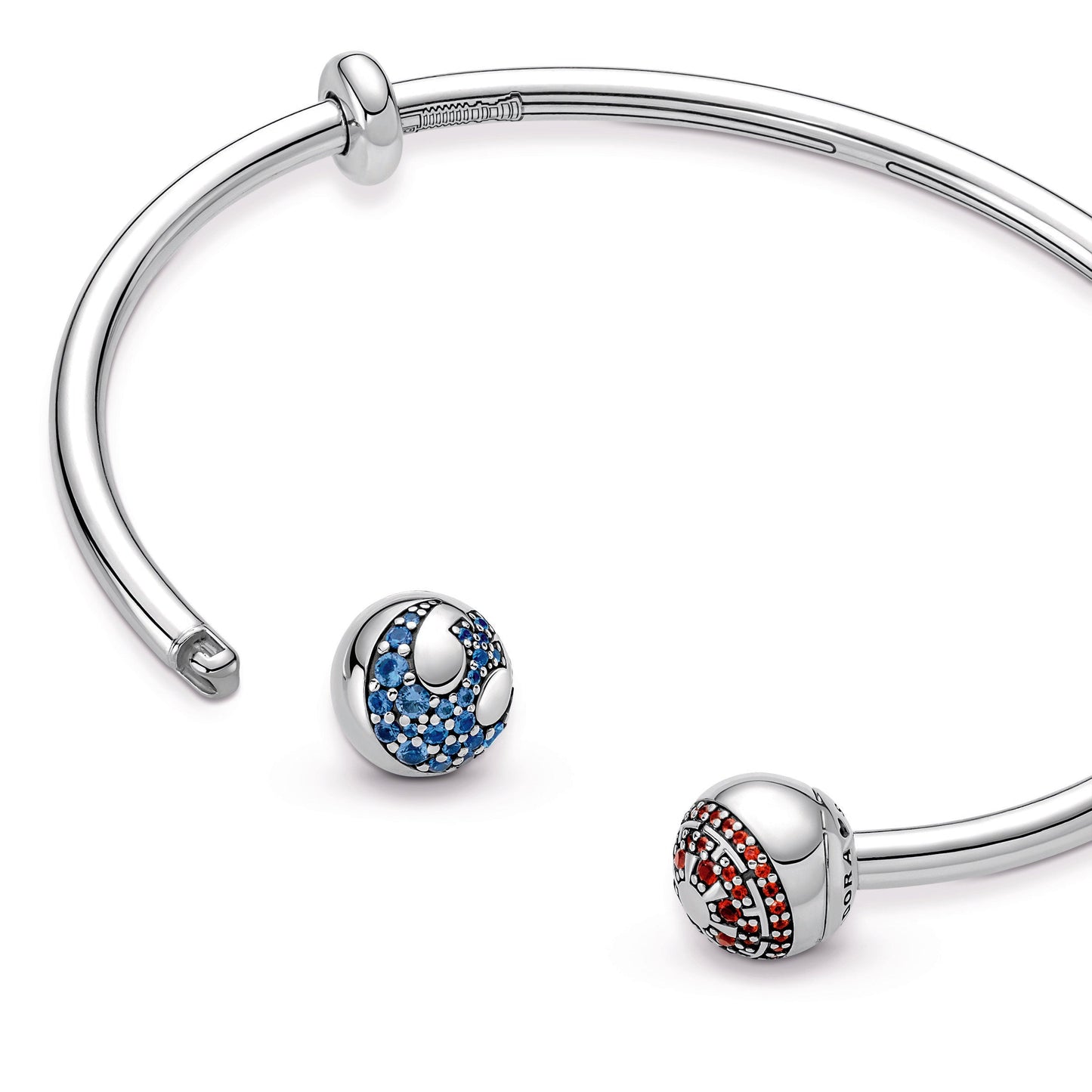 Pandora Moments Star Wars™ Light & Dark Side Logo Open Bangle Premium Fashion Jewelry Gift Collection