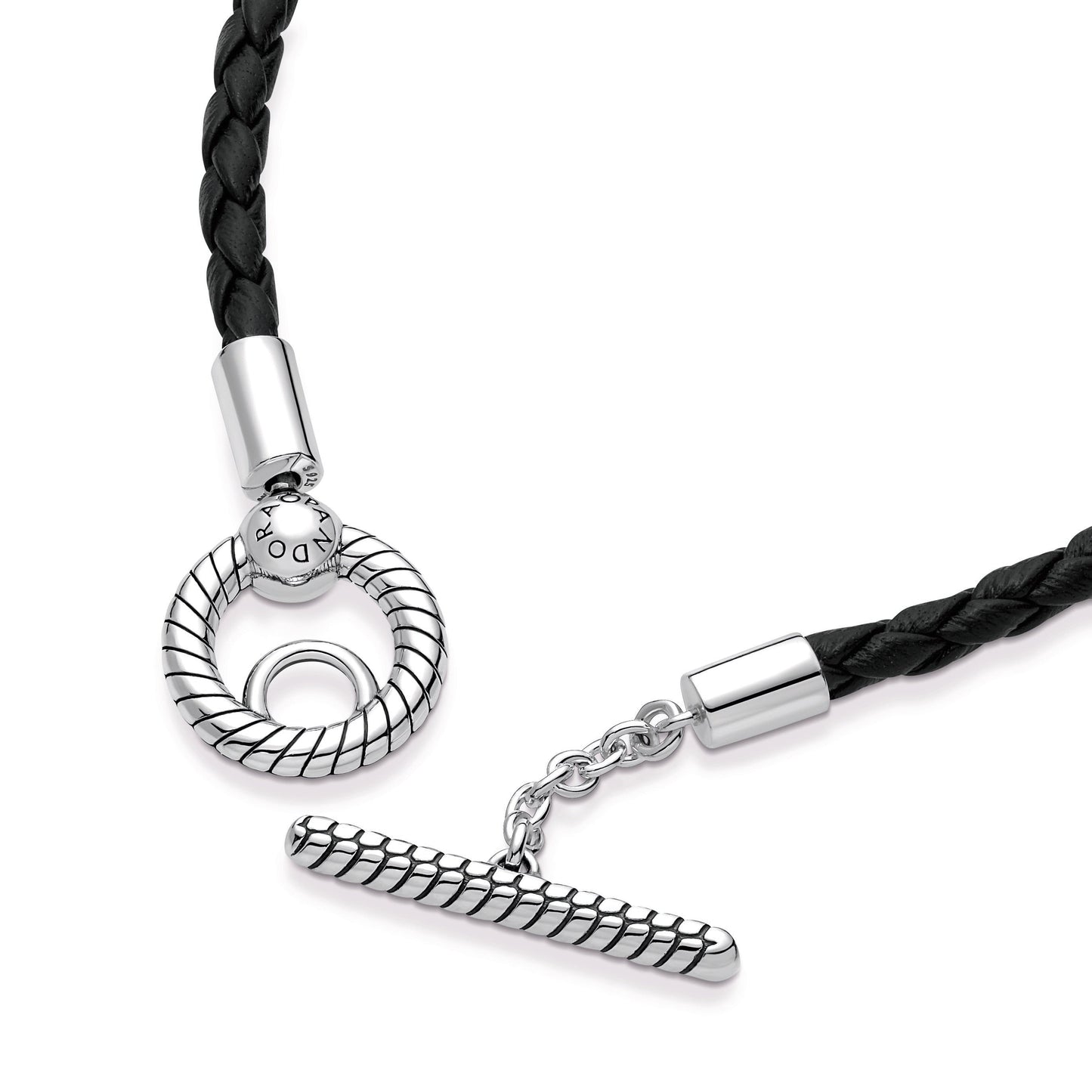 Pandora Moments Braided Leather T-bar Bracelet Premium Fashion Jewelry Gift Collection