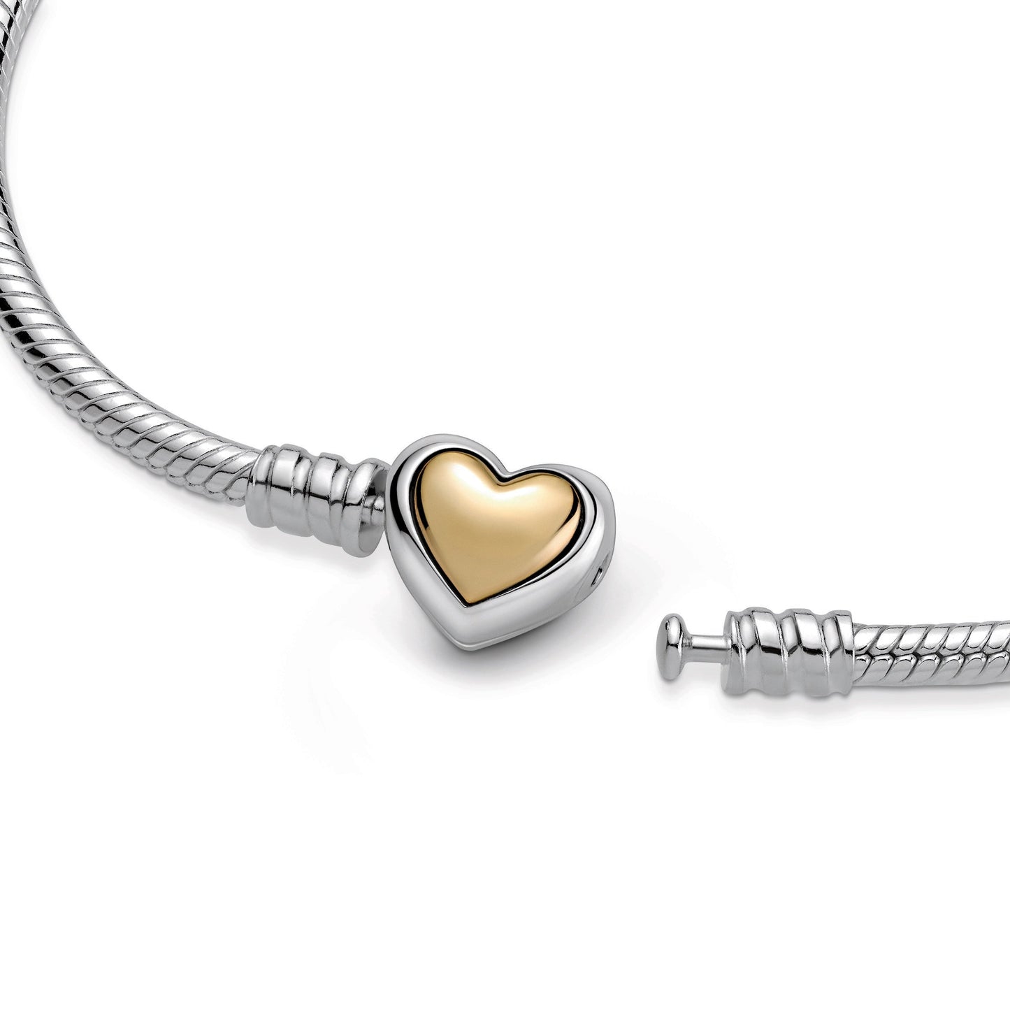 Domed Golden Heart Clasp Snake Chain Bracelet Premium Fashion Jewelry Gift Collection