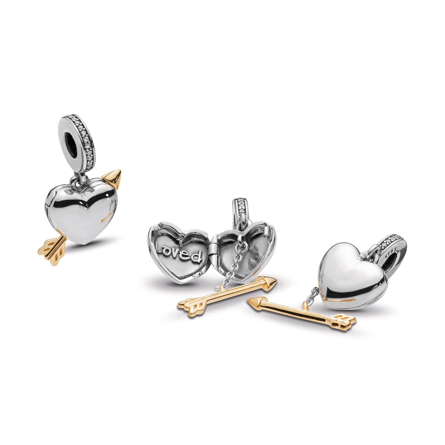Loved Heart & Arrow Dangle Charm Premium Fashion Jewelry Gift Collection