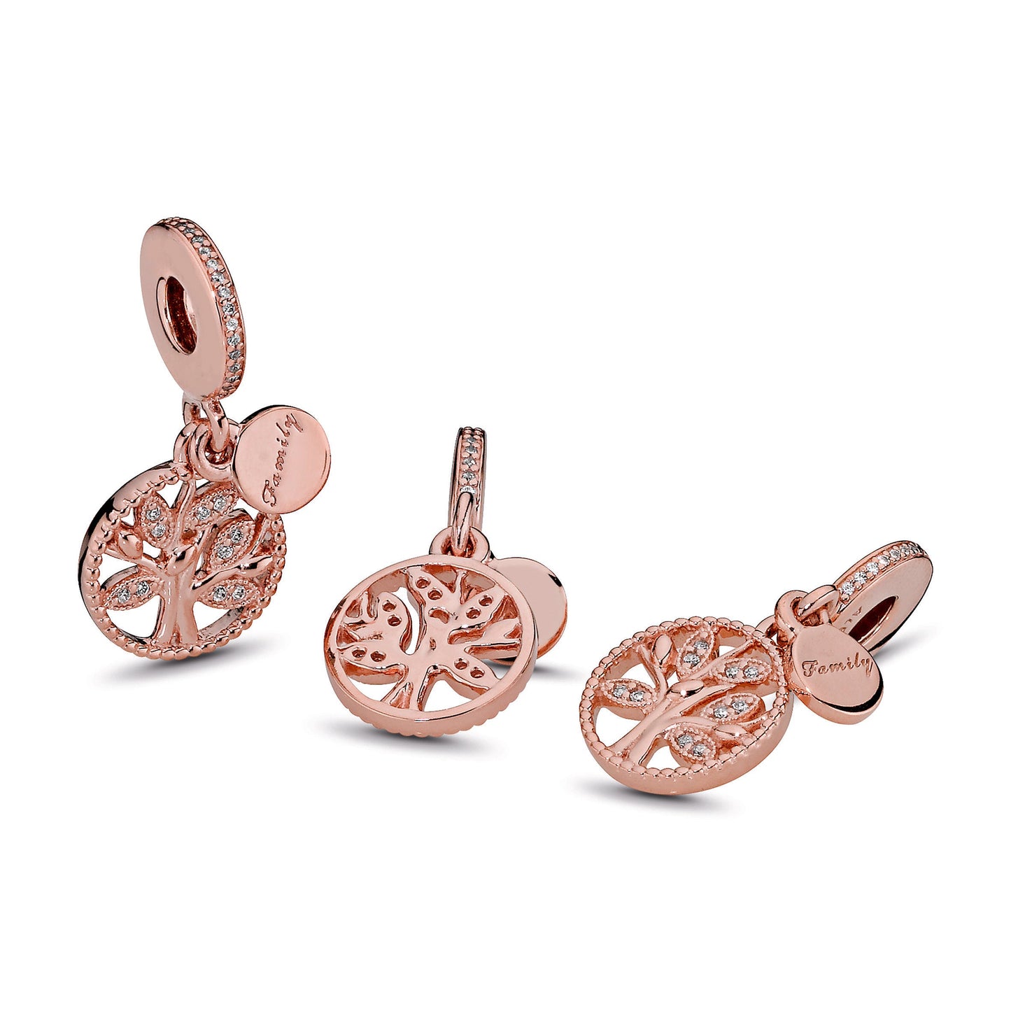 Sparkling Family Tree Dangle Charm Premium Fashion Jewelry Gift Collection