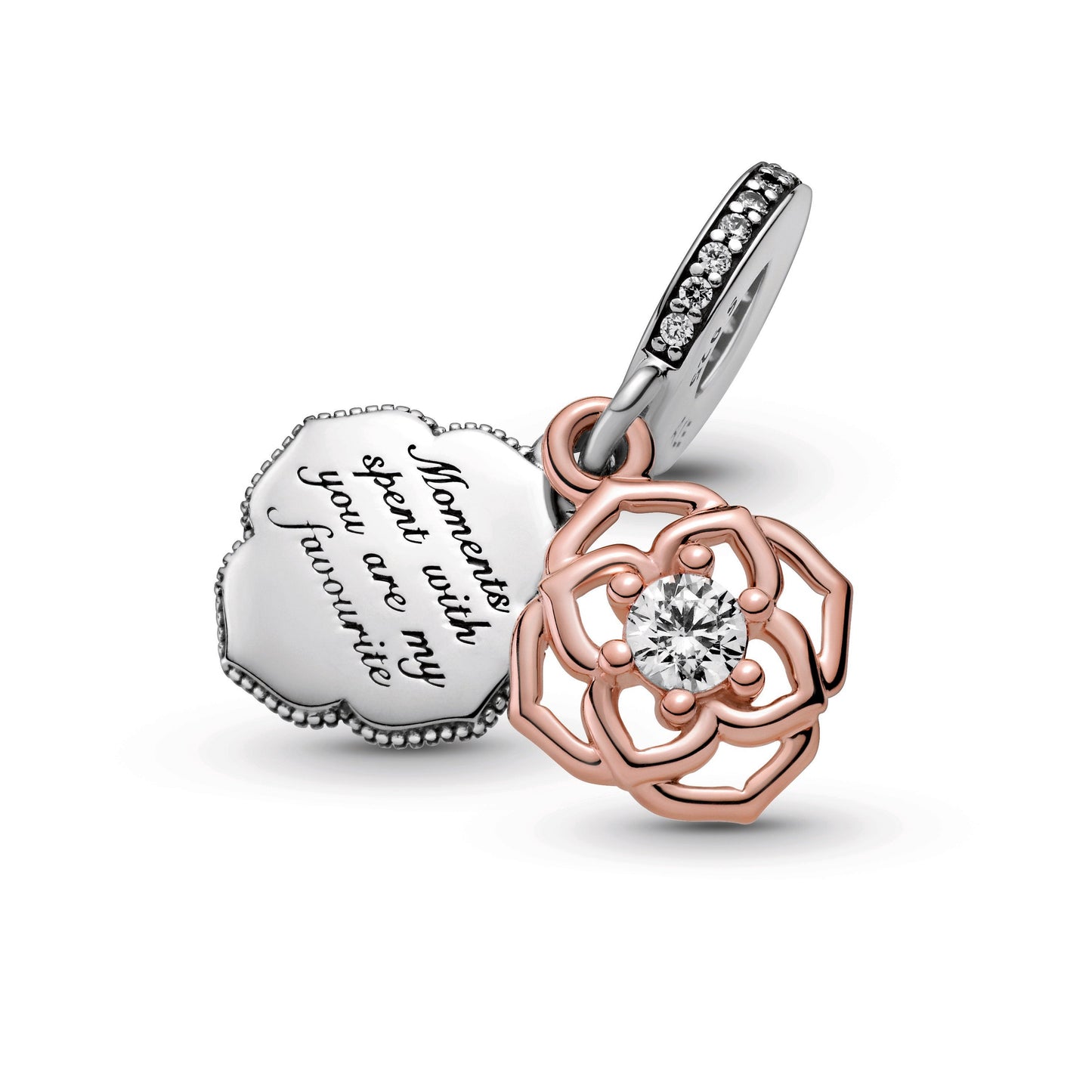 Two-tone Rose Dangle Charm Premium Fashion Jewelry Gift Collection