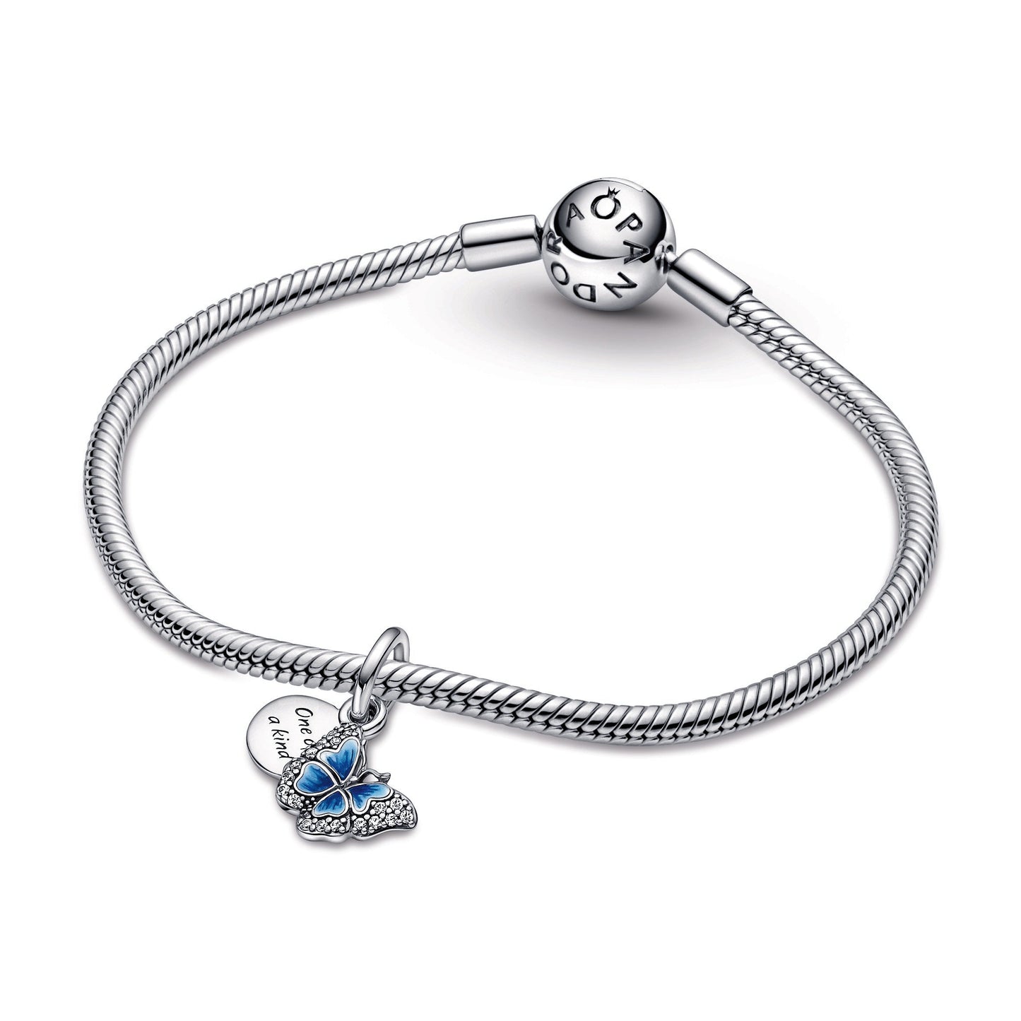 Blue Butterfly & Quote Double Dangle Charm Premium Fashion Jewelry Gift Collection