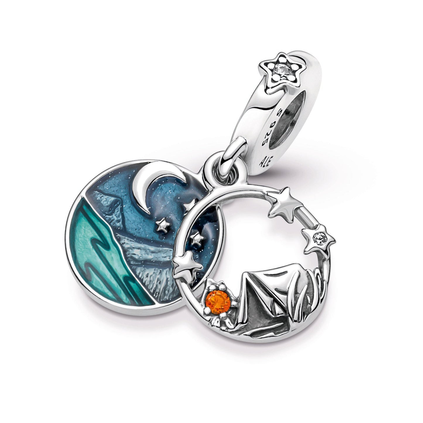Camping Night Sky Double Dangle Charm Premium Fashion Jewelry Gift Collection