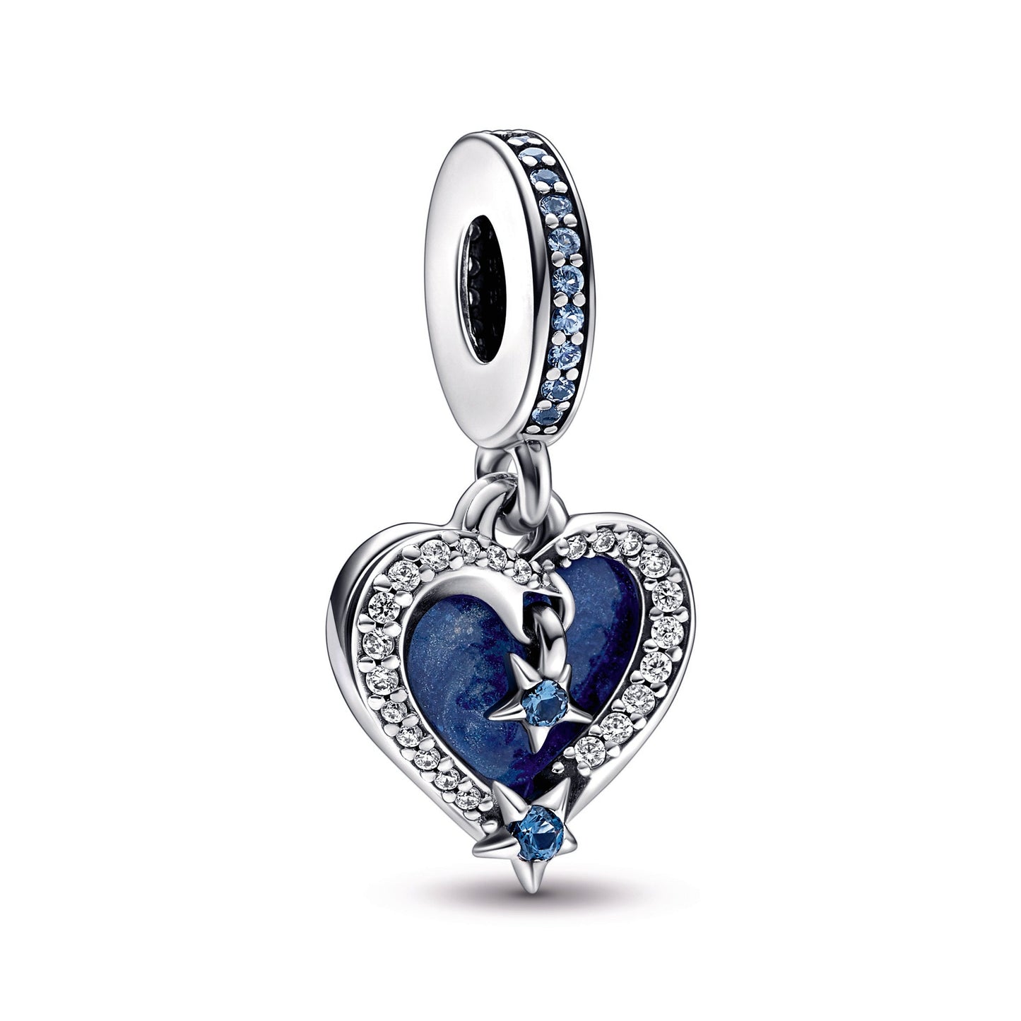 Celestial Shooting Star Heart Double Dangle Charm Premium Fashion Jewelry Gift Collection