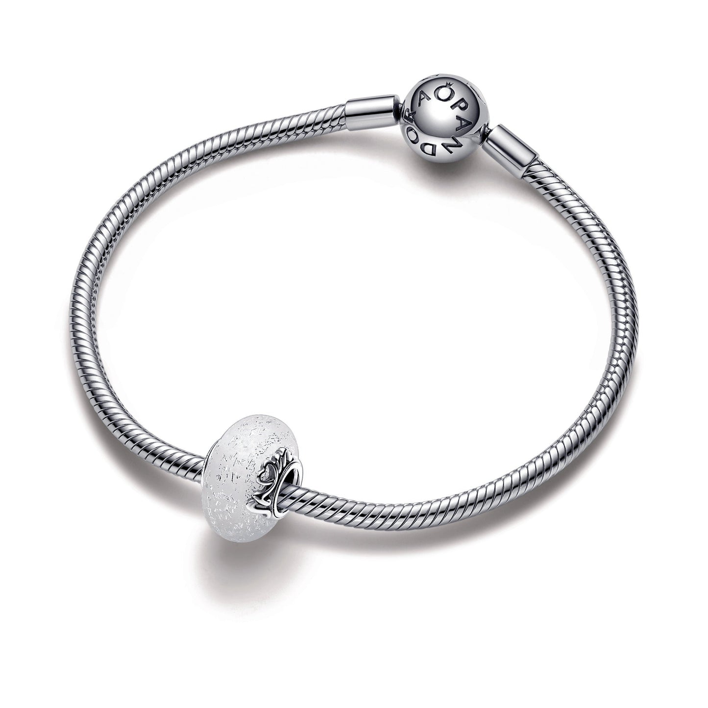 Glittery White Murano Glass Mum & Love Charm Premium Fashion Jewelry Gift Collection