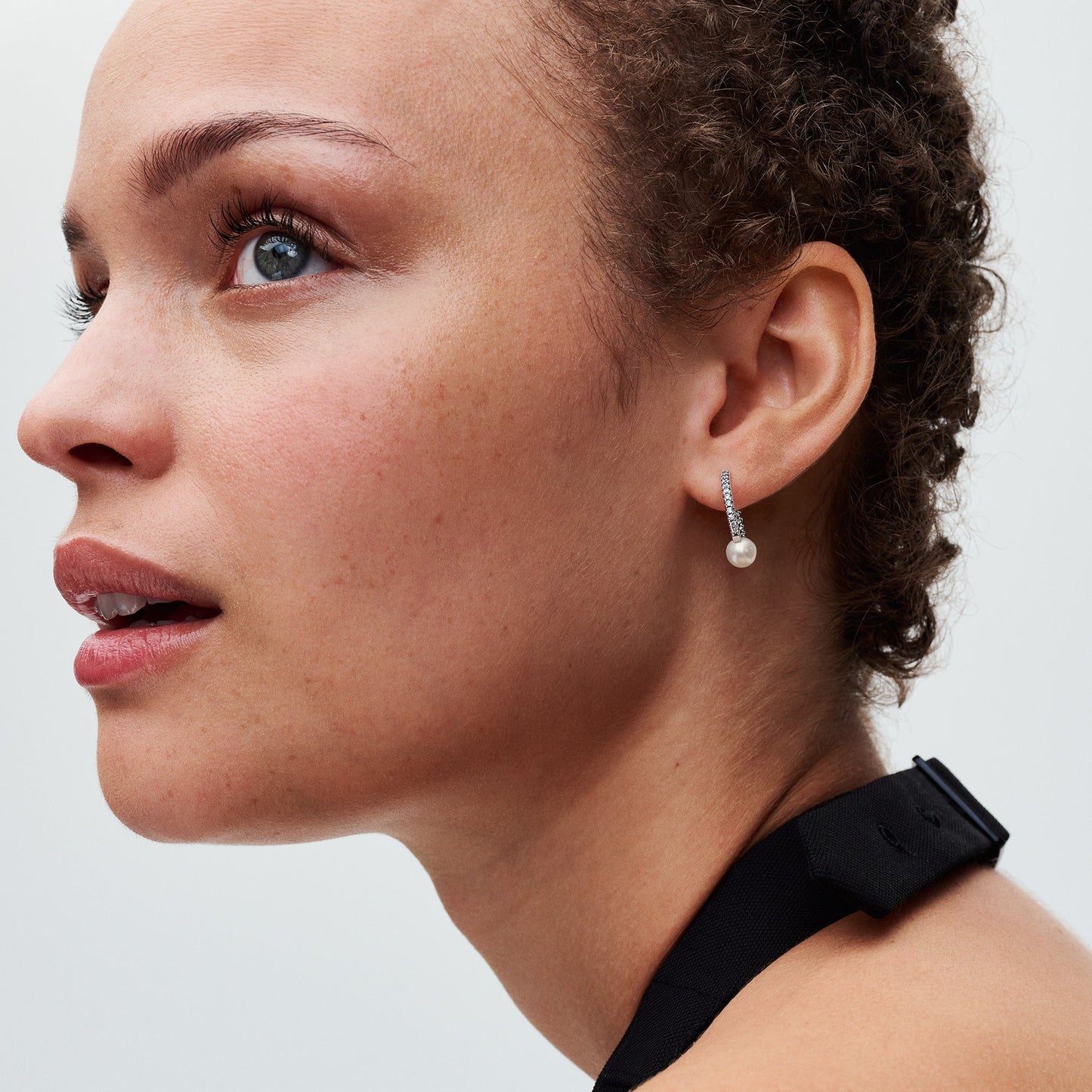 Treated Freshwater Cultured Pearl & Pavé Hoop Earrings Popular Style Premium Collection