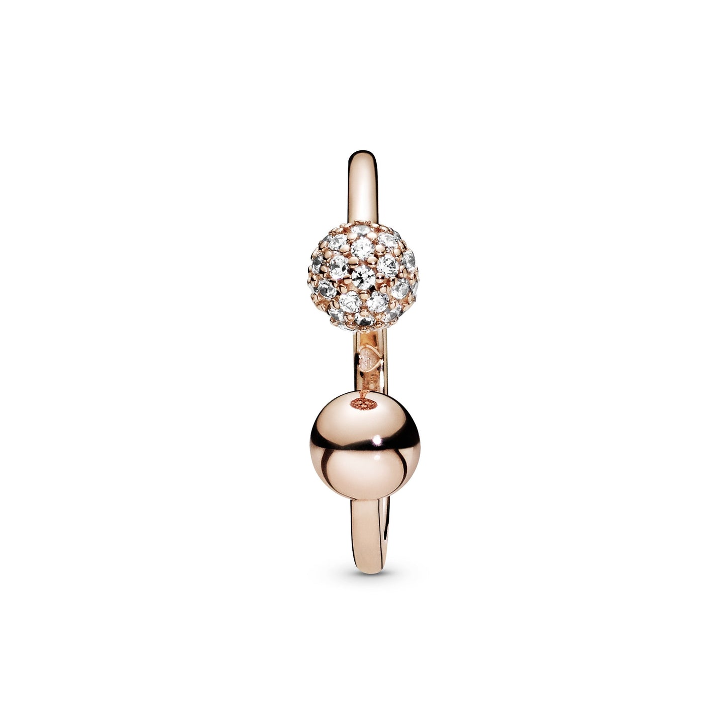 Polished & Pavé Bead Open Ring Popular Style Premium Collection