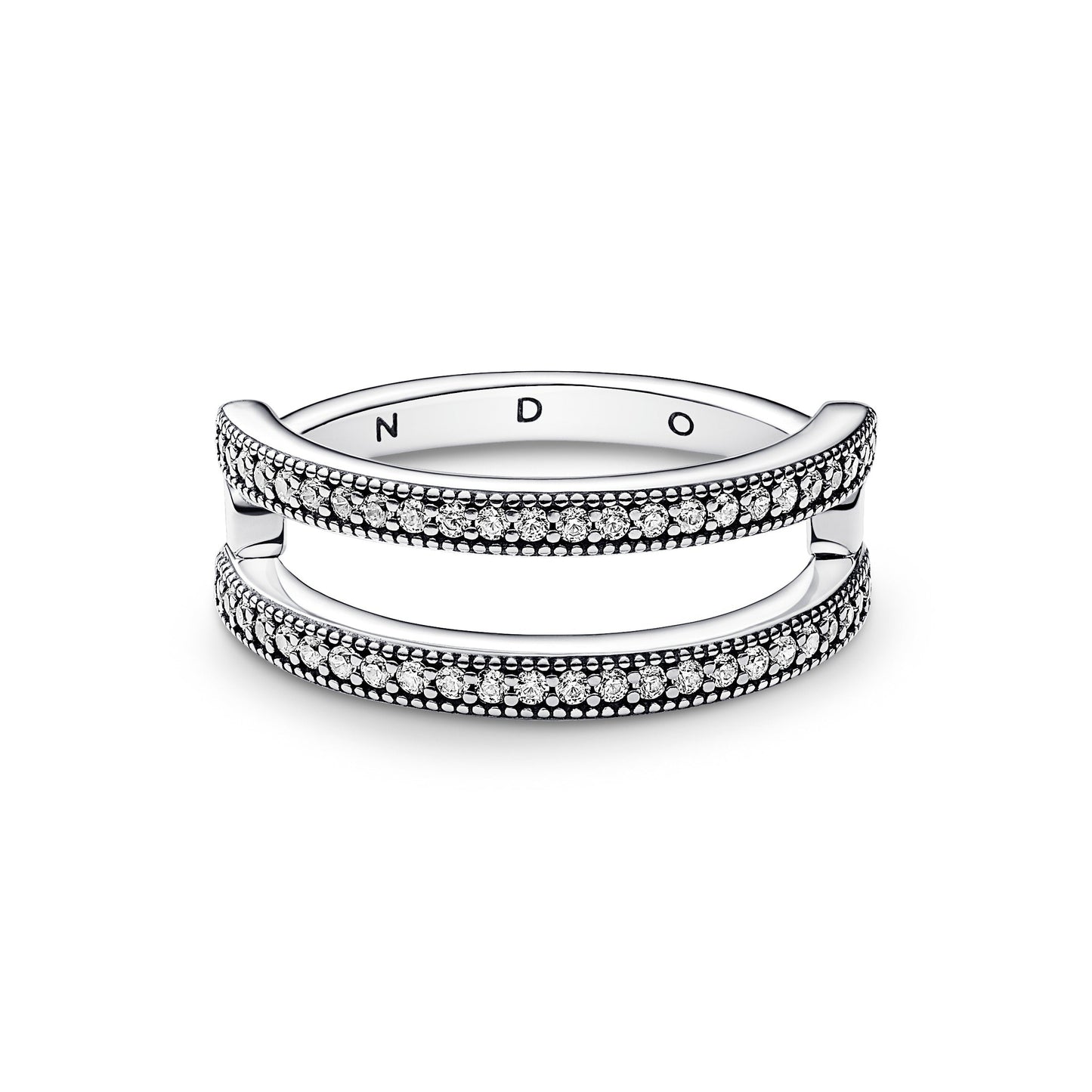 Pandora Signature Logo & Pavé Double Band Ring Popular Style Premium Collection