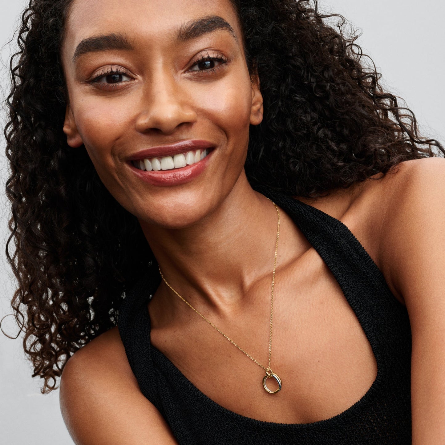Organically Shaped Two-Tone Pendant Necklace Premium Fashion Jewelry Gift Collection