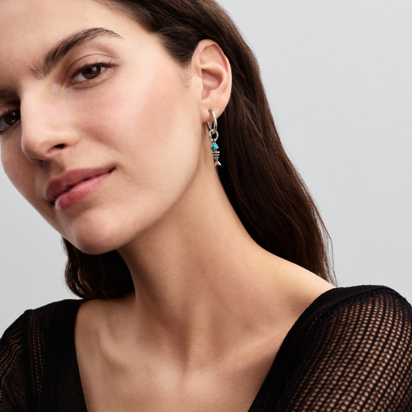 Turquoise-colored Fishbone Dangle Charm Premium Fashion Jewelry Gift Collection