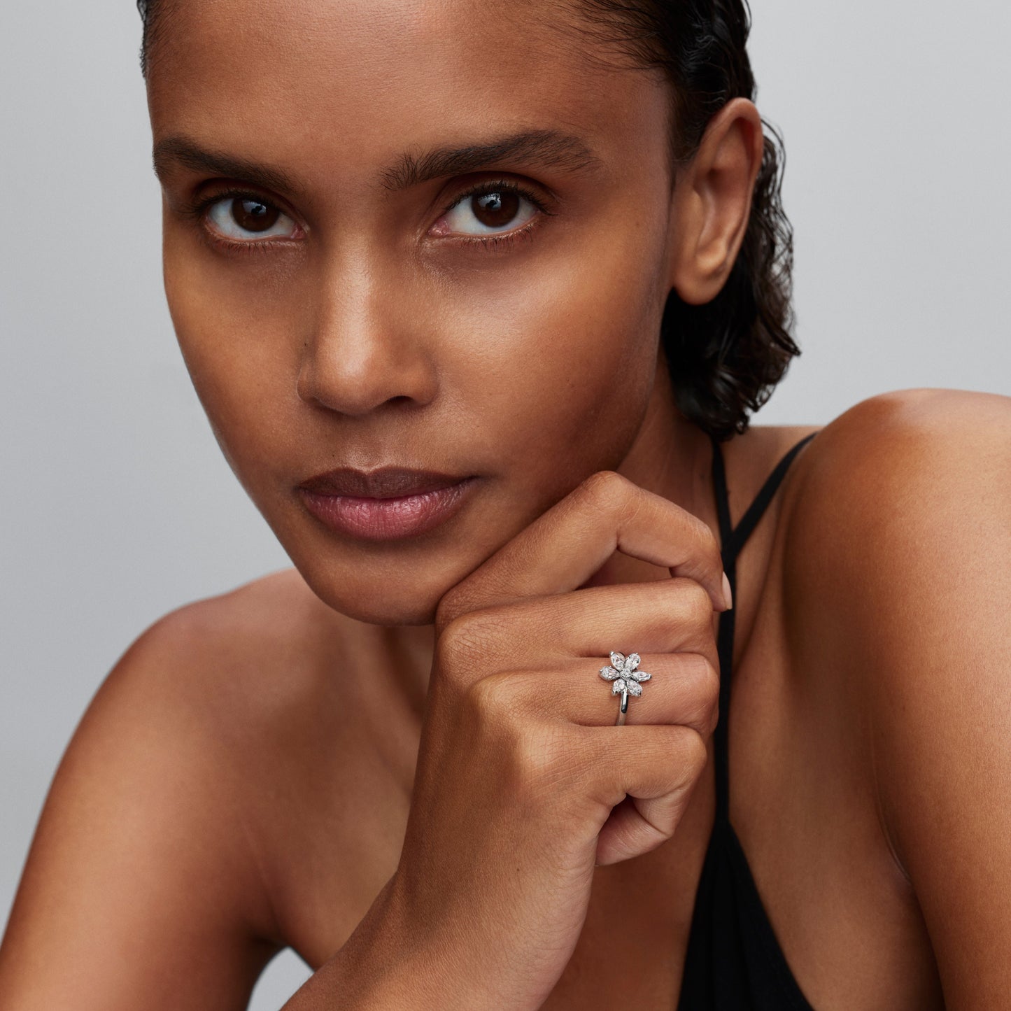 Herbarium Sparkling Flower Cocktail Ring Popular Style Premium Collection