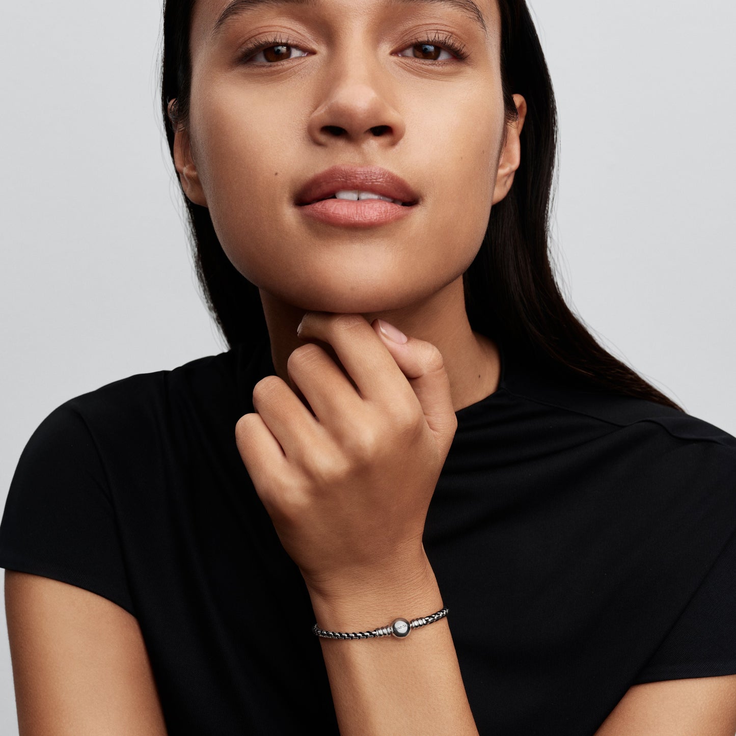 Black Cord Box Chain Bracelet Premium Fashion Jewelry Gift Collection