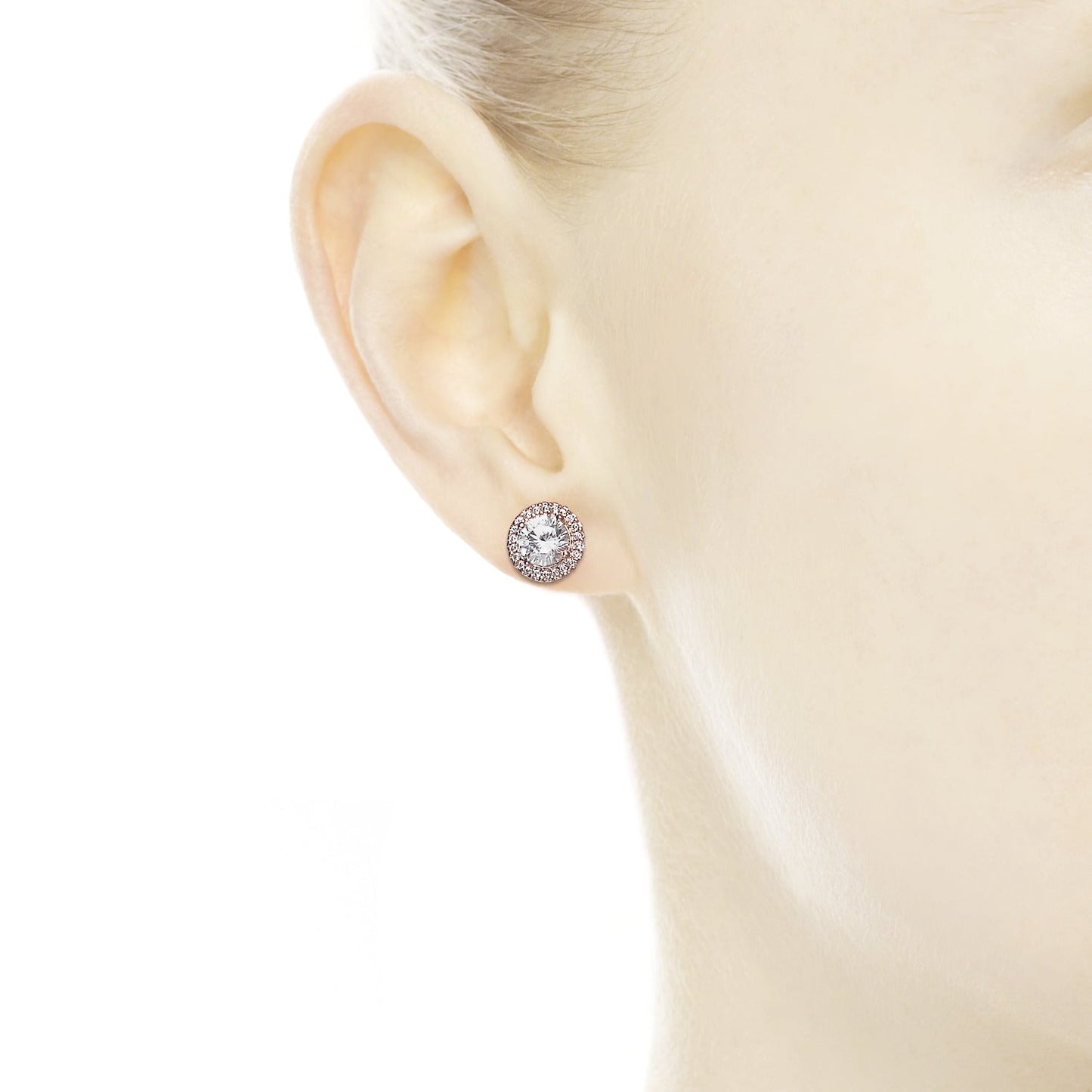 Round Sparkle Halo Stud Earrings Popular Style Premium Collection