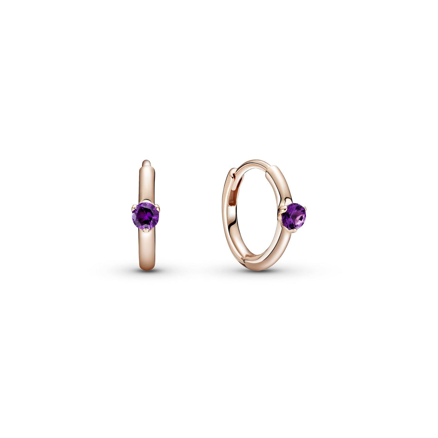 Purple Solitaire Huggie Hoop Earrings Popular Style Premium Collection