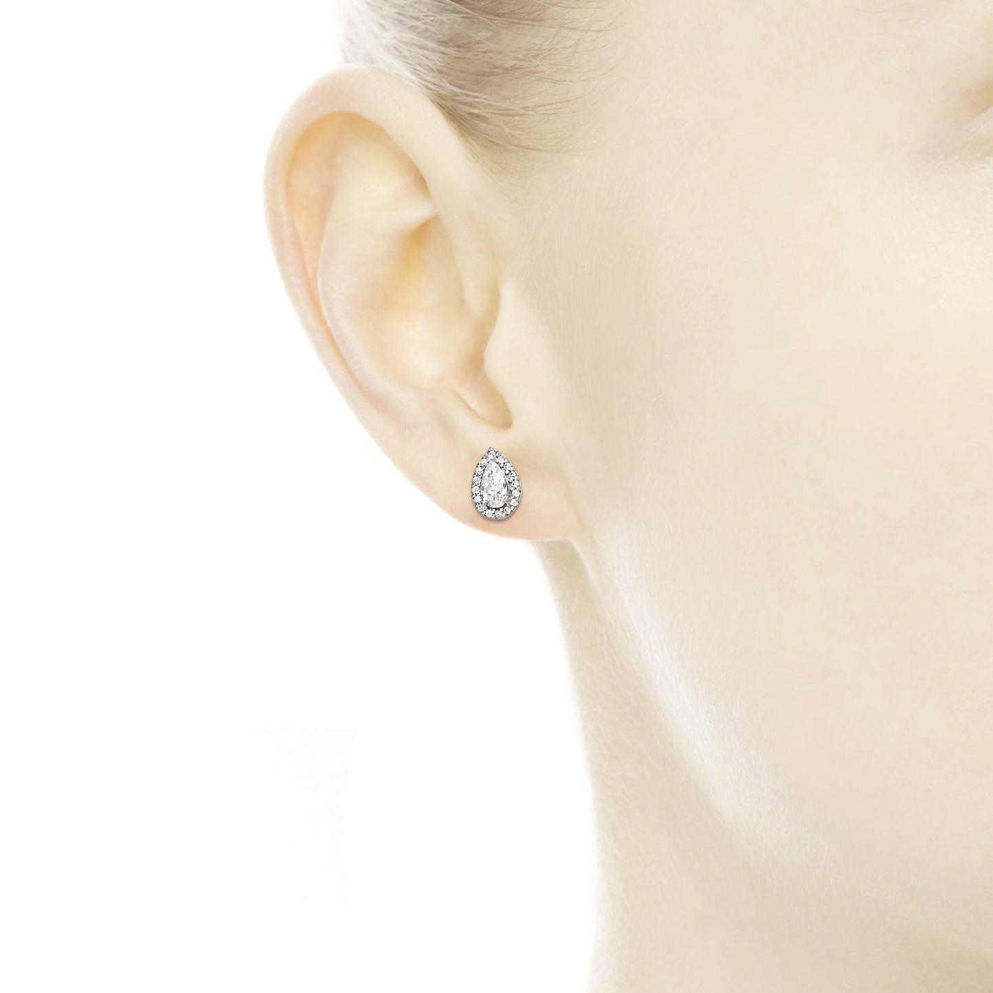 Sparkling Teardrop Halo Stud Earrings Popular Style Premium Collection