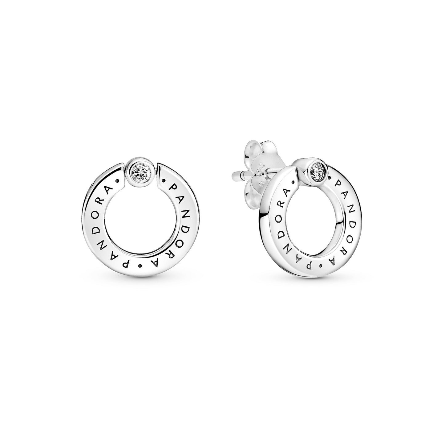 Pavé & Logo Circle Reversible Stud Earrings Popular Style Premium Collection