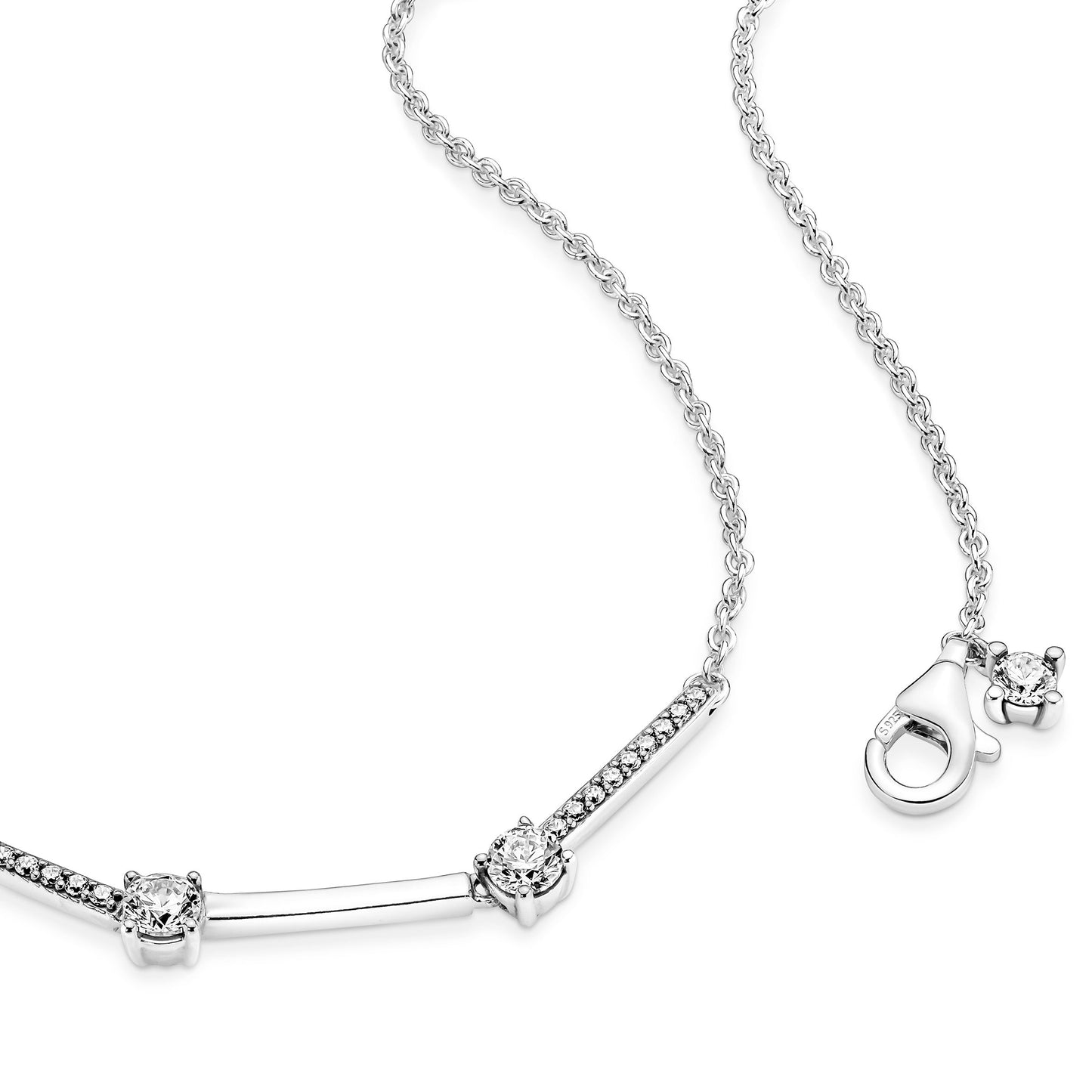 Sparkling Pavé Collier Bars Necklace Premium Fashion Jewelry Gift Collection