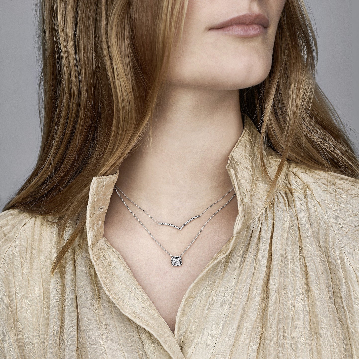 Square Sparkle Halo Necklace Premium Fashion Jewelry Gift Collection
