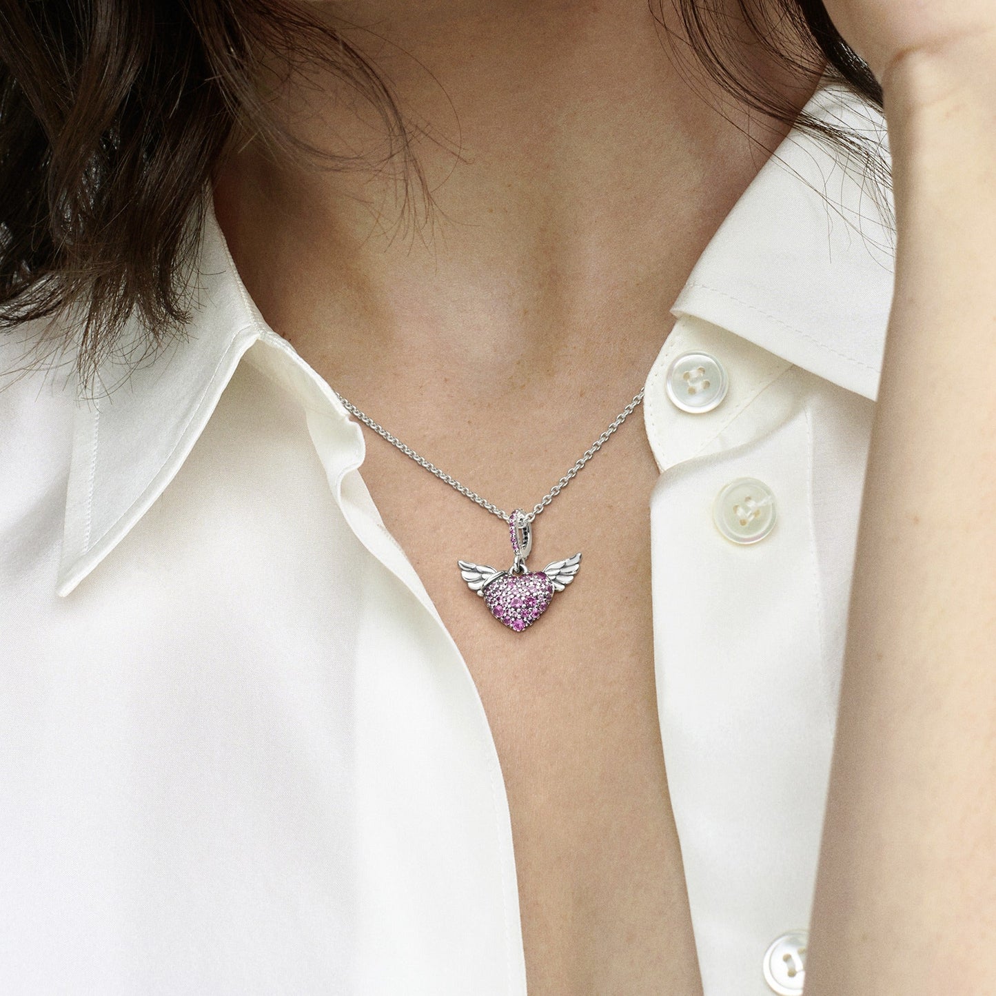 Pavé Heart & Angel Wings Necklace Premium Fashion Jewelry Gift Collection