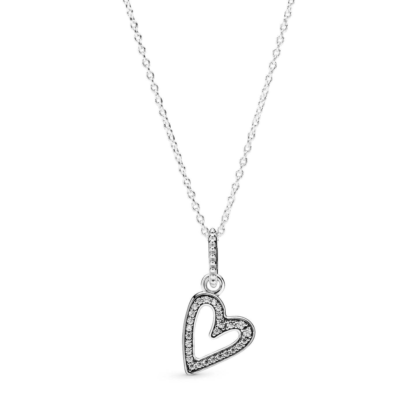 Sparkling Freehand Heart Pendant Necklace Premium Fashion Jewelry Gift Collection
