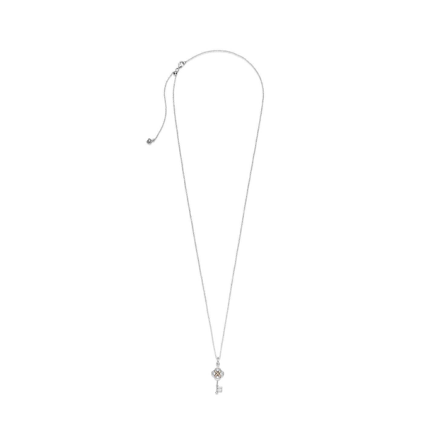 Two-tone Key & Flower Necklace Premium Fashion Jewelry Gift Collection