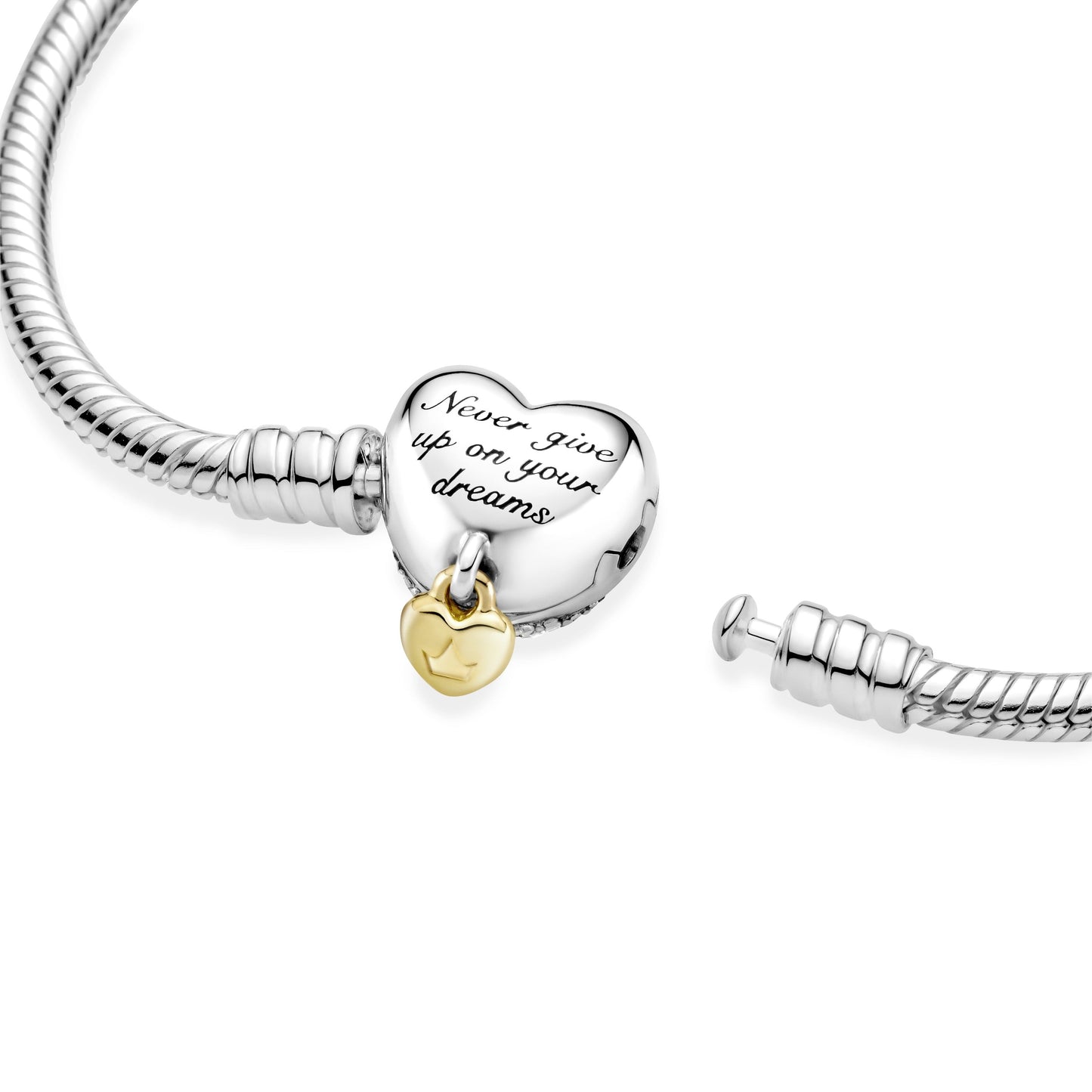 Disney Princess Pandora Moments Heart Snake Chain Bracelet Premium Fashion Jewelry Gift Collection