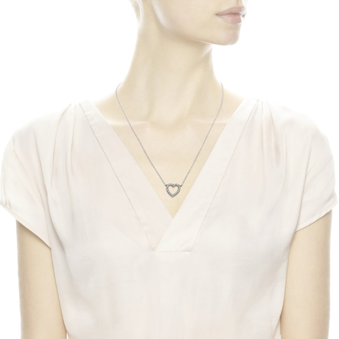 Sparkling Open Heart Necklace Premium Fashion Jewelry Gift Collection