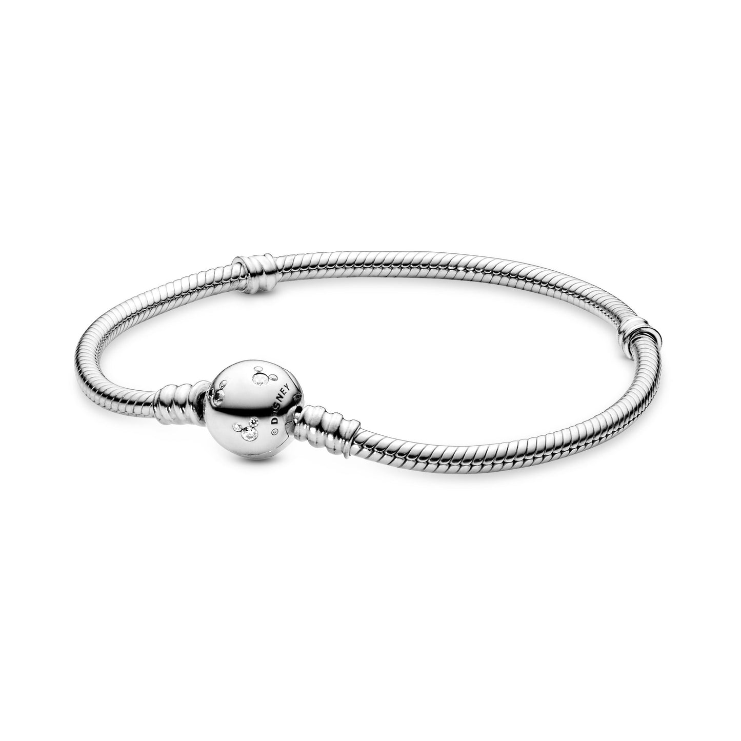 Disney, Pandora Moments Sparkling Mickey Mouse Snake Chain Bracelet Premium Fashion Jewelry Gift Collection
