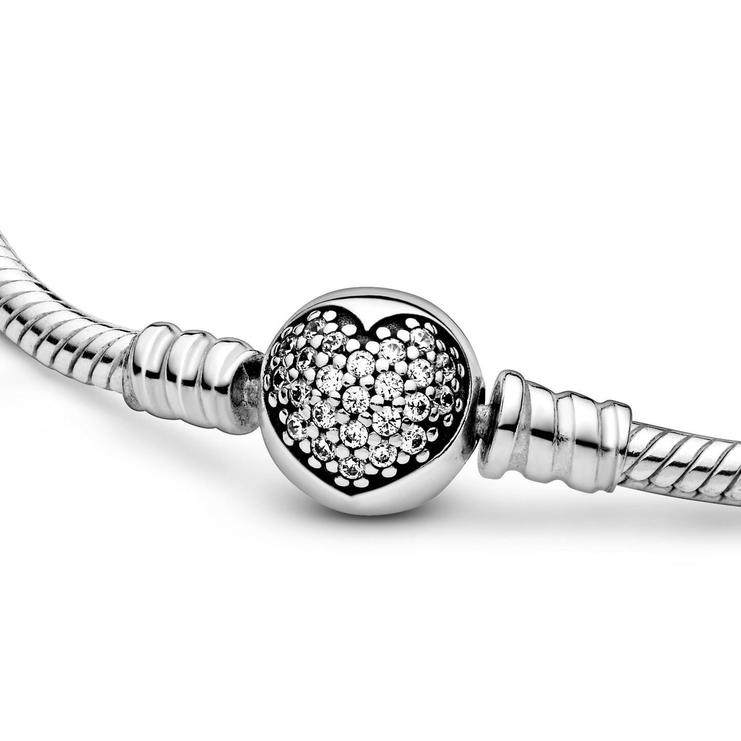 Pandora Moments Sparkling Heart Clasp Snake Chain Bracelet Premium Fashion Jewelry Gift Collection