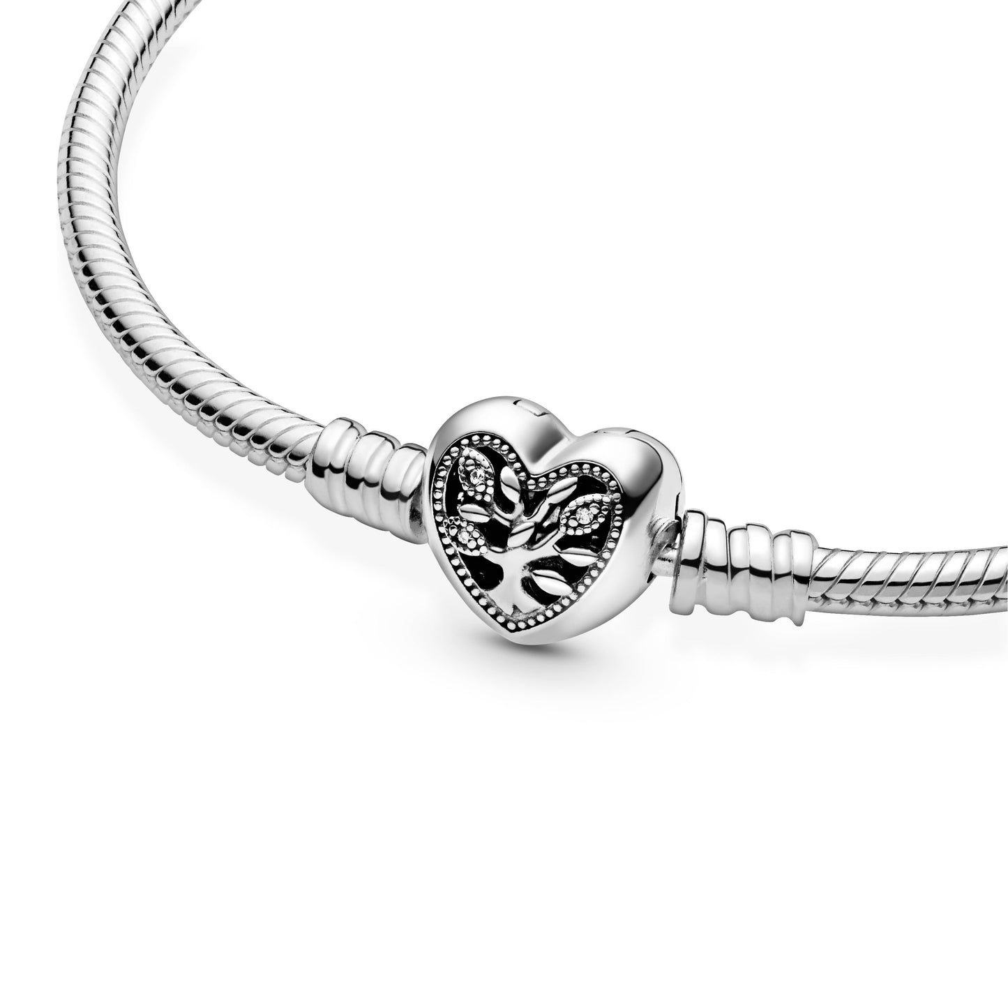 Pandora Moments Family Tree Heart Clasp Snake Chain Bracelet Premium Fashion Jewelry Gift Collection