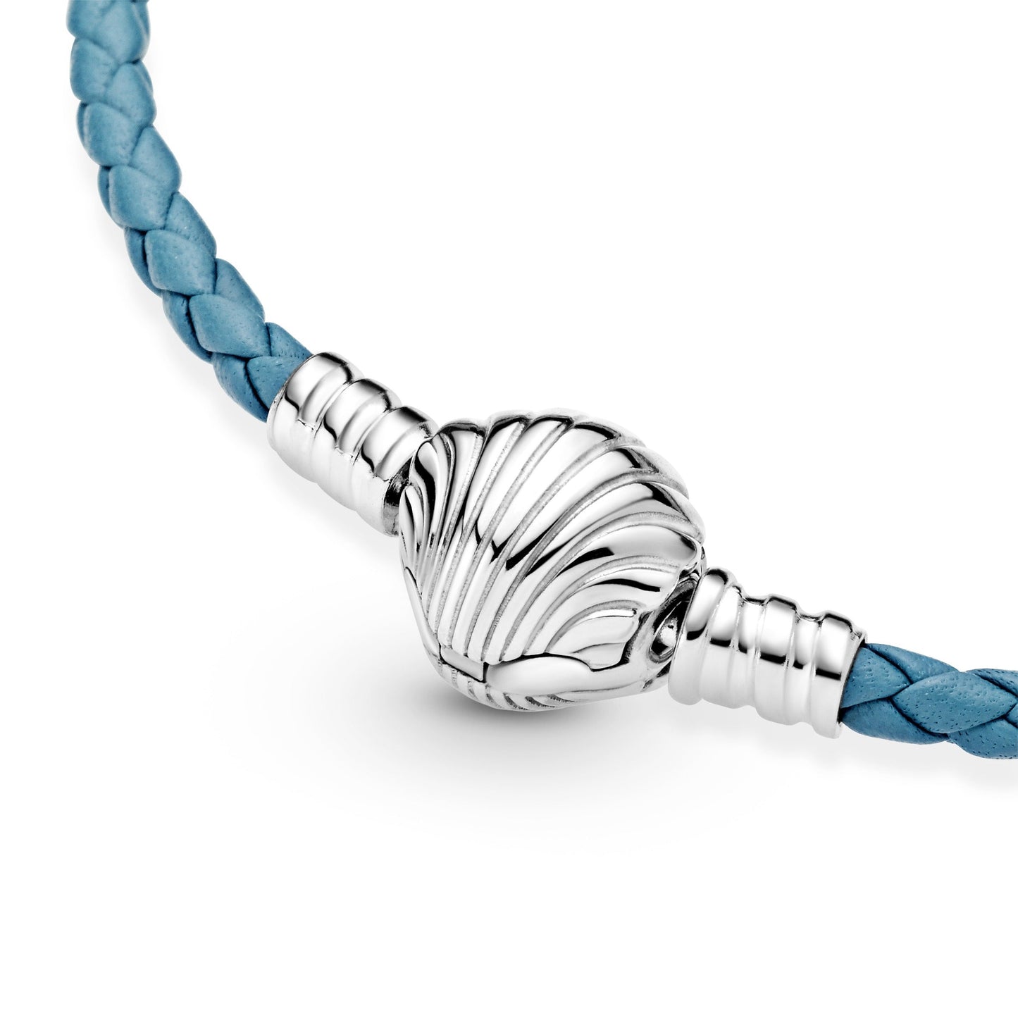 Pandora Moments Seashell Clasp Turquoise Braided Leather Bracelet Premium Fashion Jewelry Gift Collection