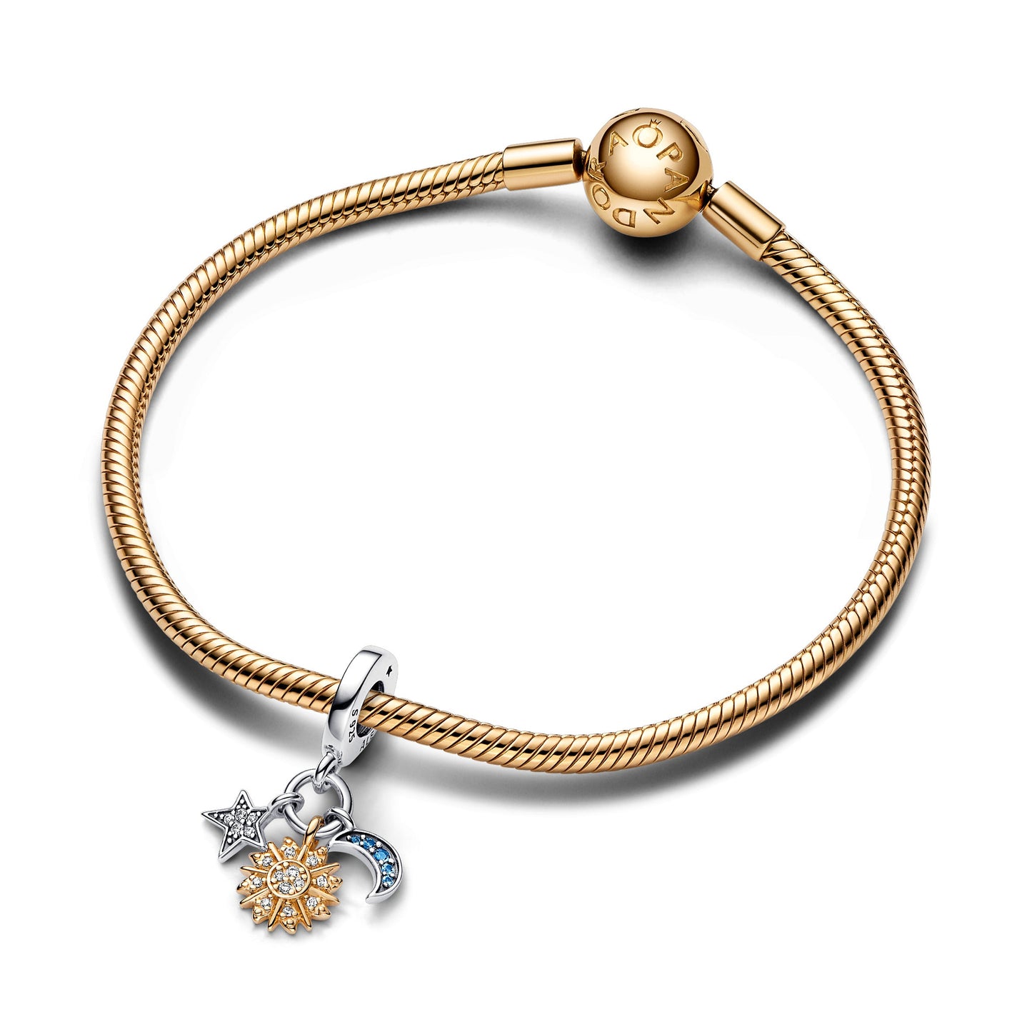 Two-tone Celestial Triple Dangle Charm Premium Fashion Jewelry Gift Collection