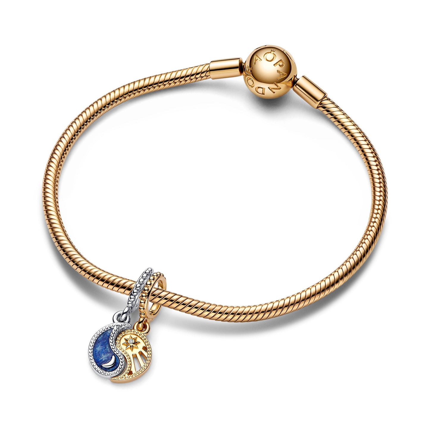 Two-tone Splittable Sun & Moon Dangle Charm Premium Fashion Jewelry Gift Collection