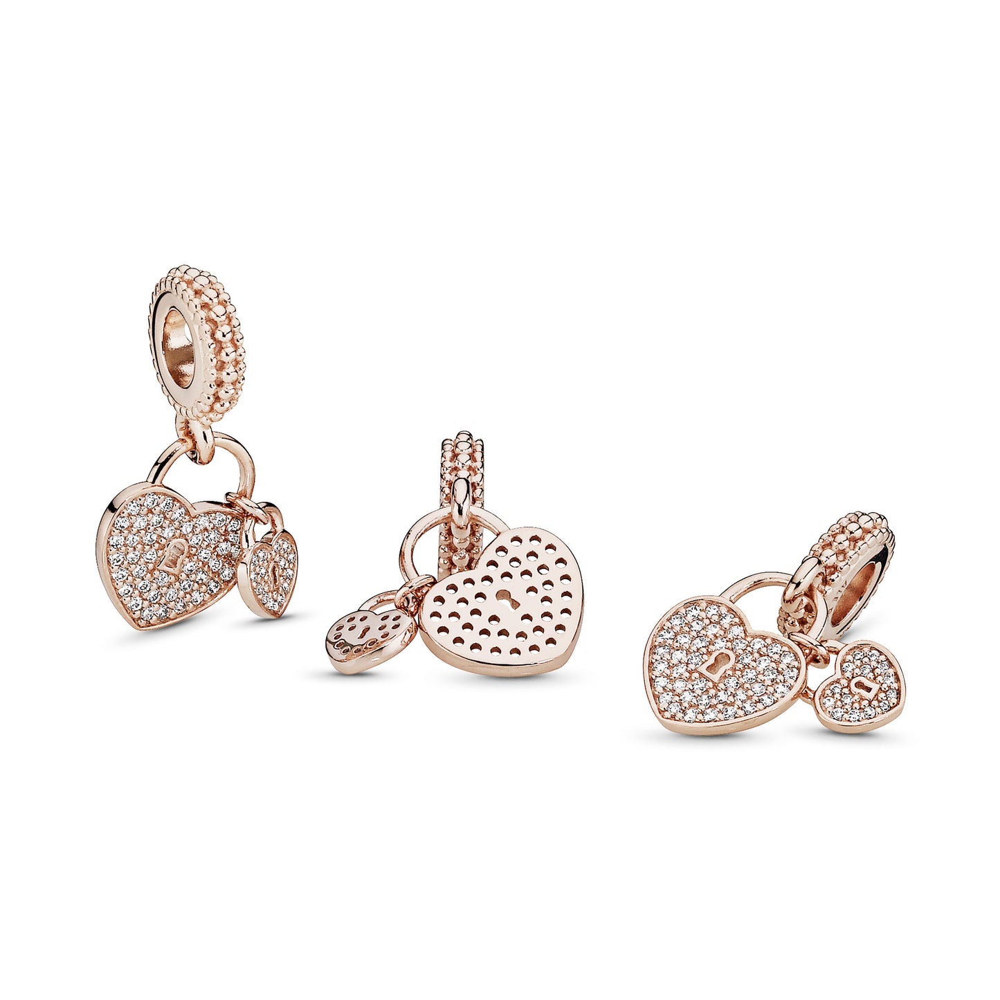 Pavé Heart Padlocks Dangle Charm Premium Fashion Jewelry Gift Collection