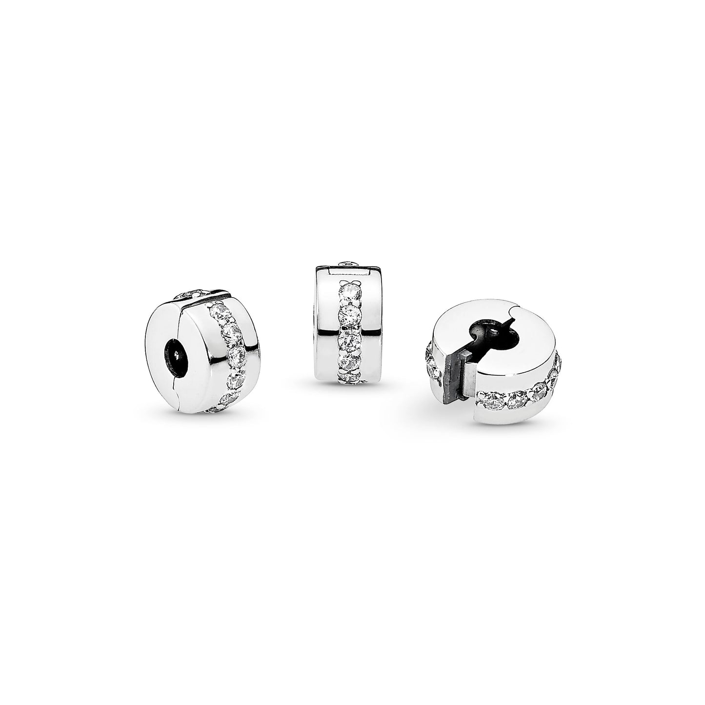 Clear Sparkling Row Clip Charm Premium Fashion Jewelry Gift Collection