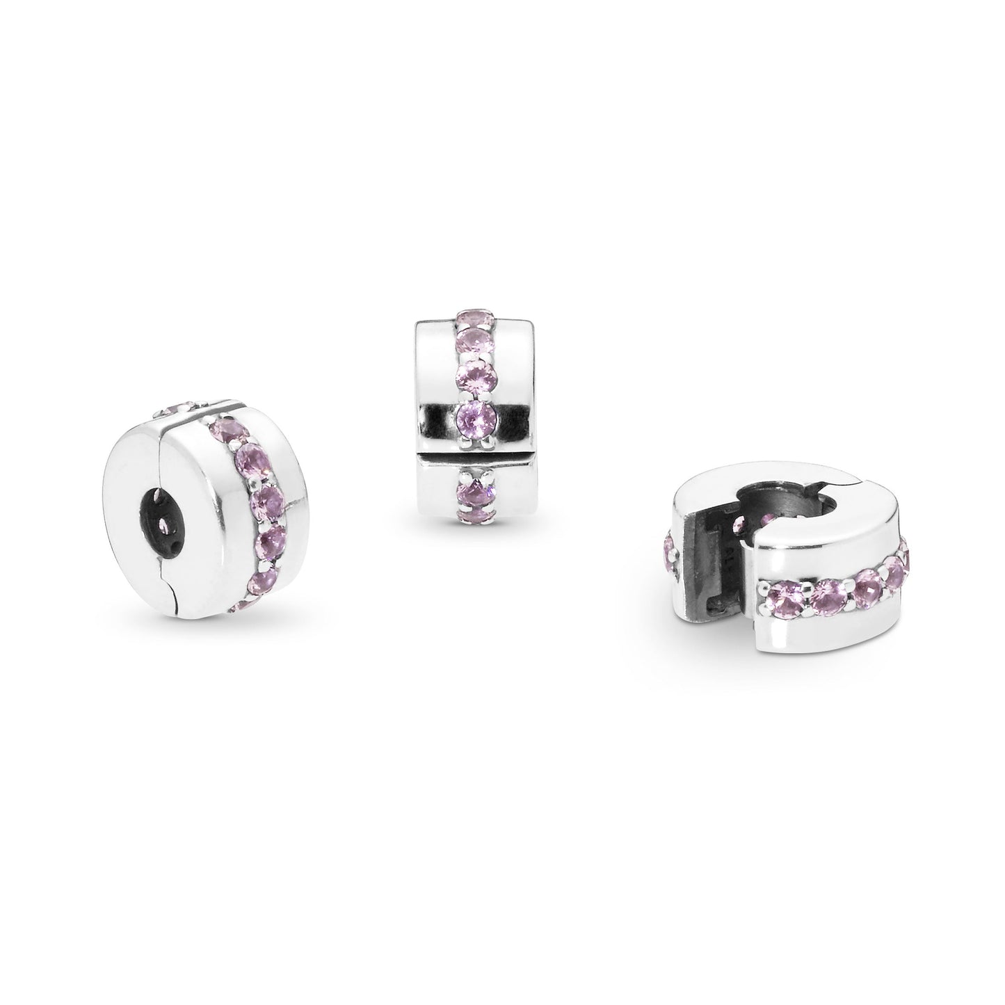 Pink Sparkling Row Clip Charm Premium Fashion Jewelry Gift Collection