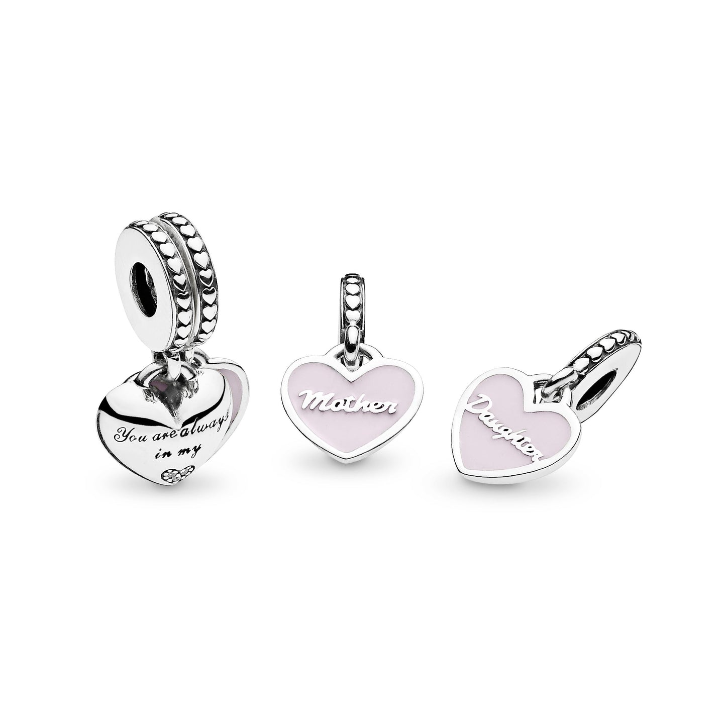 Mother & Daughter Hearts Dangle Charm Premium Fashion Jewelry Gift Collection